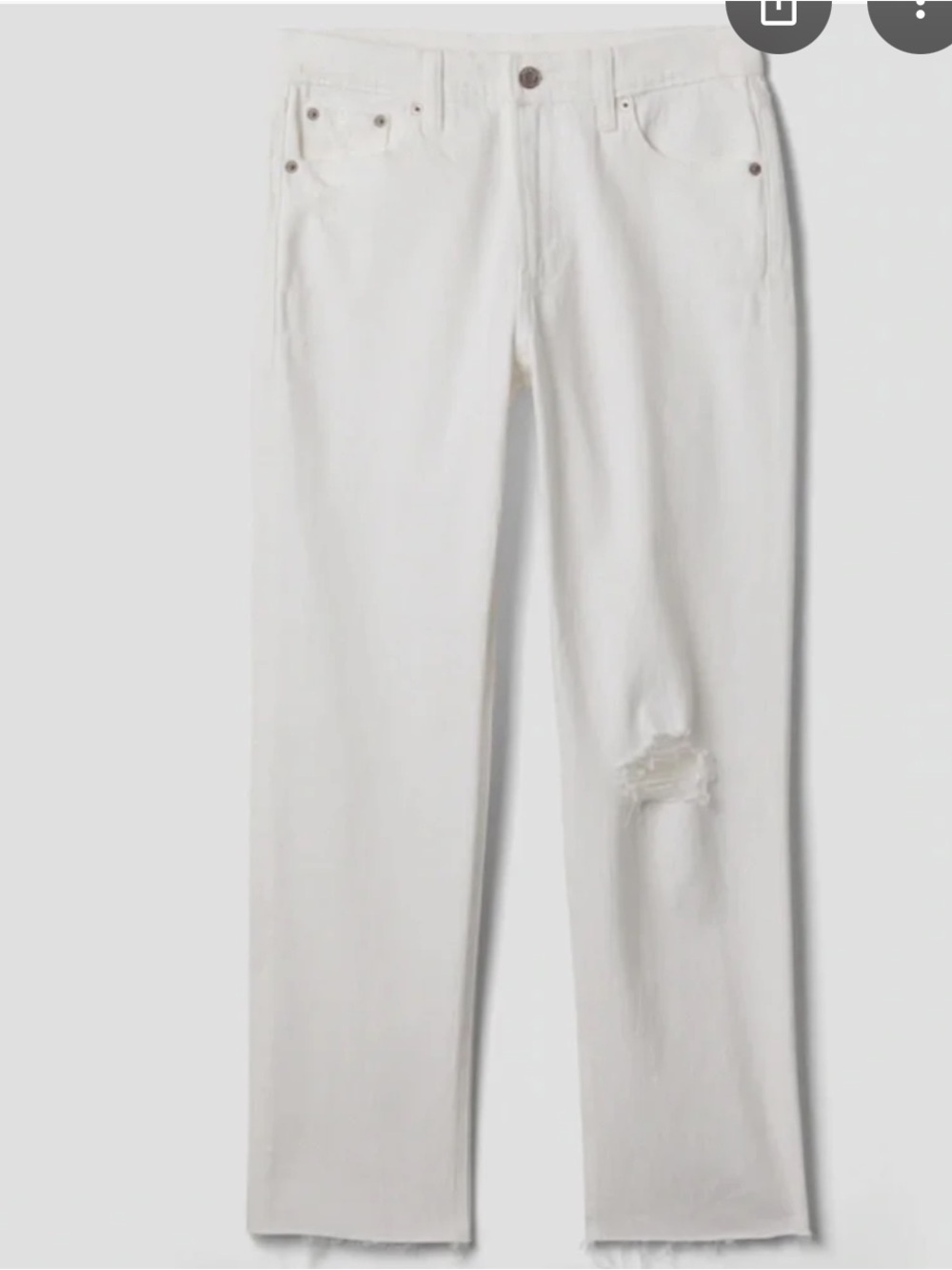GAP White Straight Jeans with Knee Distress